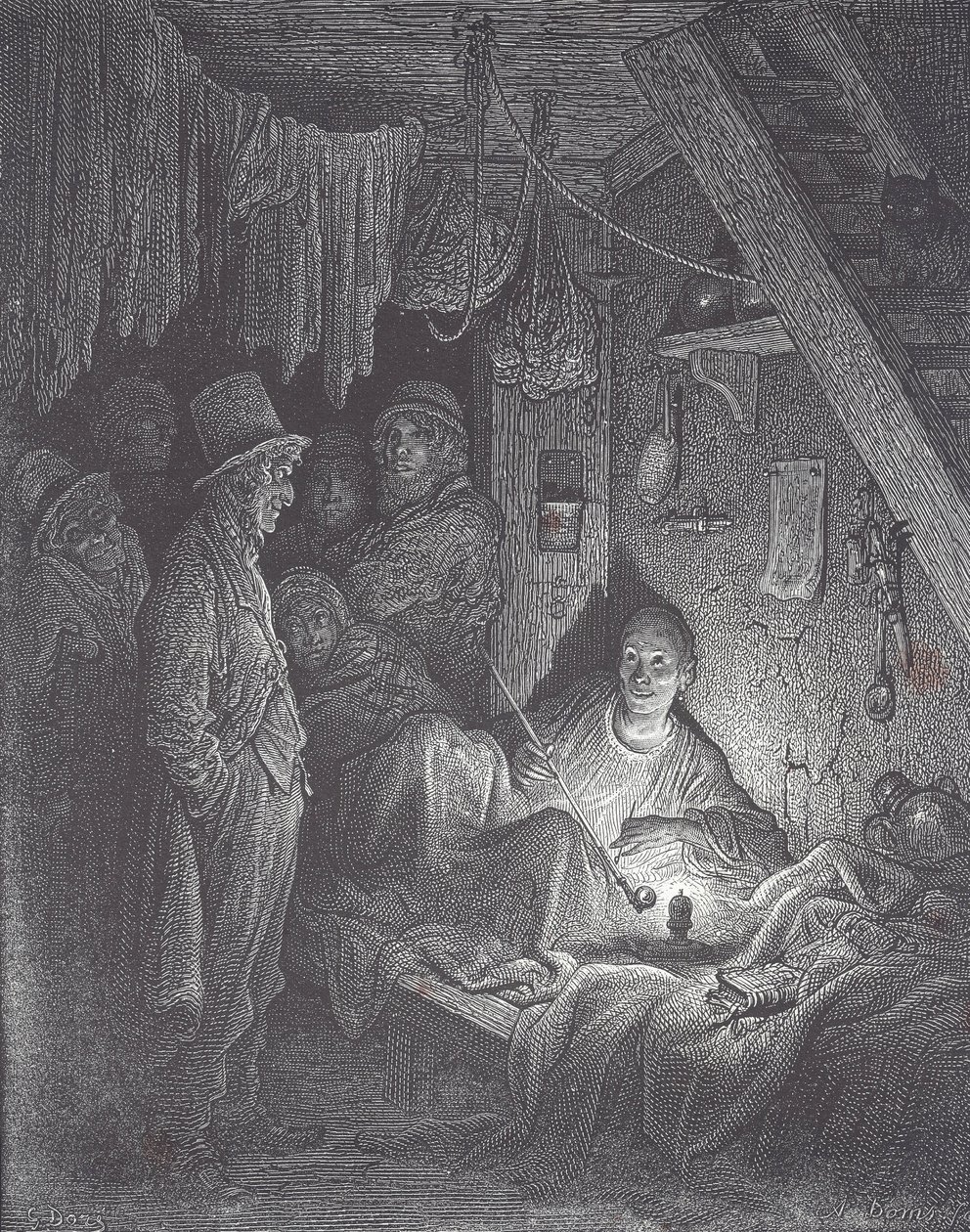 Wiktoriańska palarnia opium w Londynie autorstwa Gustave Dore