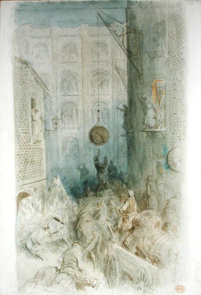 Magazyny, Londyn (pióro i atrament oraz akwarela na papierze) autorstwa Gustave Dore
