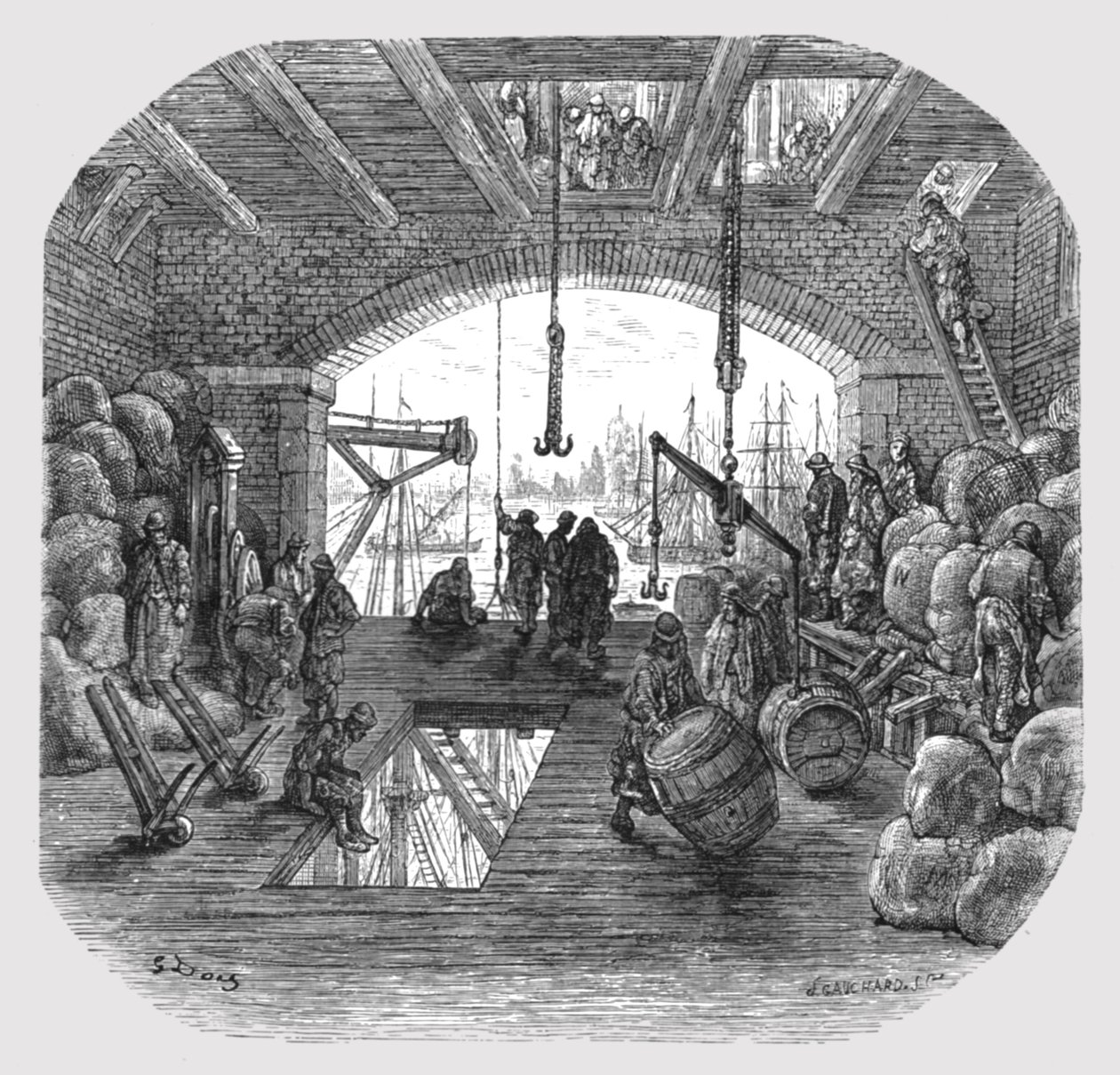 „Magazyny nad Tamizą”, 1872. autorstwa Gustave Dore