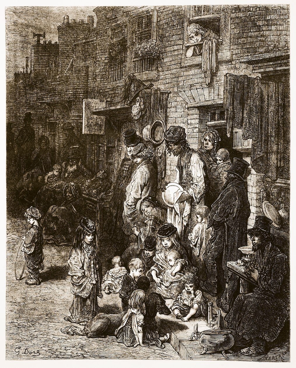 Wentworth Street – Whitechapel, z „Londynu, pielgrzymka”, napisana przez Williama Blancharda Jerrolda (1826-84) i grawerowana przez A. Bertranda, wyd. 1872 (grawerowanie) autorstwa Gustave Dore