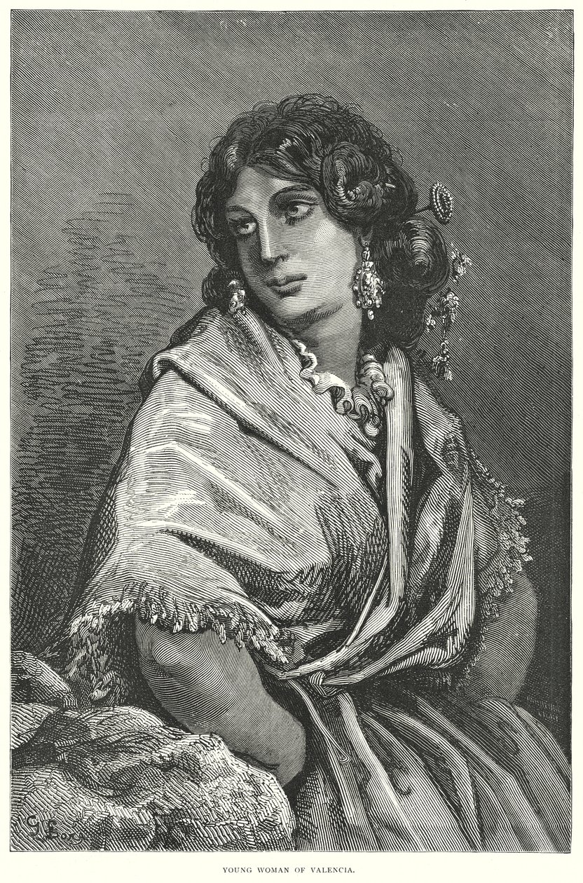 Młoda kobieta z Walencji (rycina) autorstwa Gustave Dore