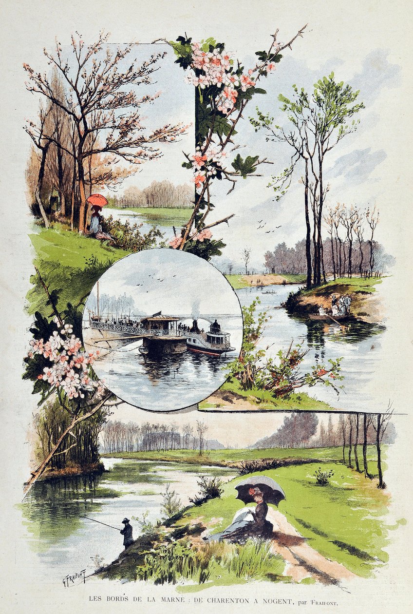 Skraj Marny: od Charenton do Nogent w 1887 r. Ilustracja Gustave