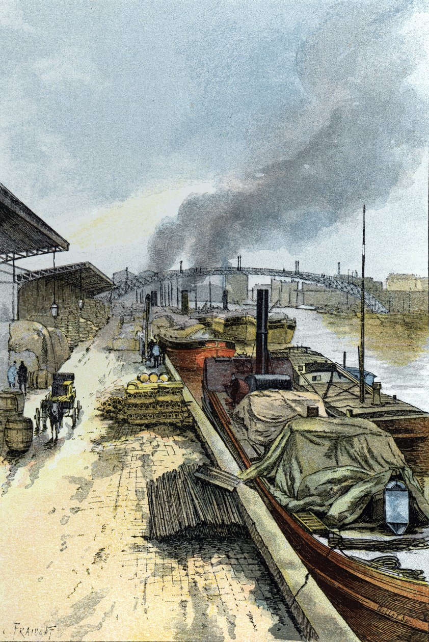 Widok na Canal de la Villette w Paryżu Rysunek Gustave