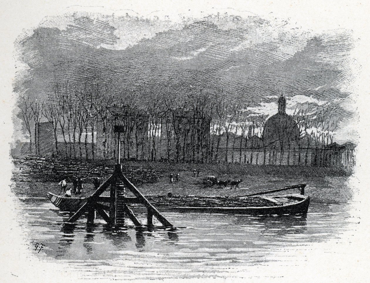 Widok na dźwig wodny na quai d