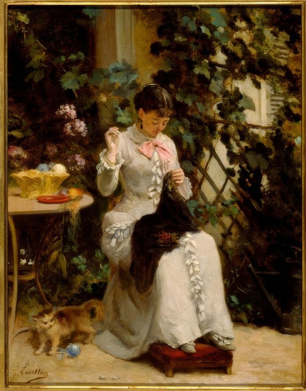 Młoda szwaczka autorstwa Gustave Francois Lasellaz