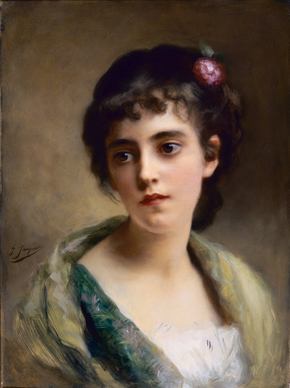 Głowa dziewczynki (olej na desce) autorstwa Gustave Jacquet