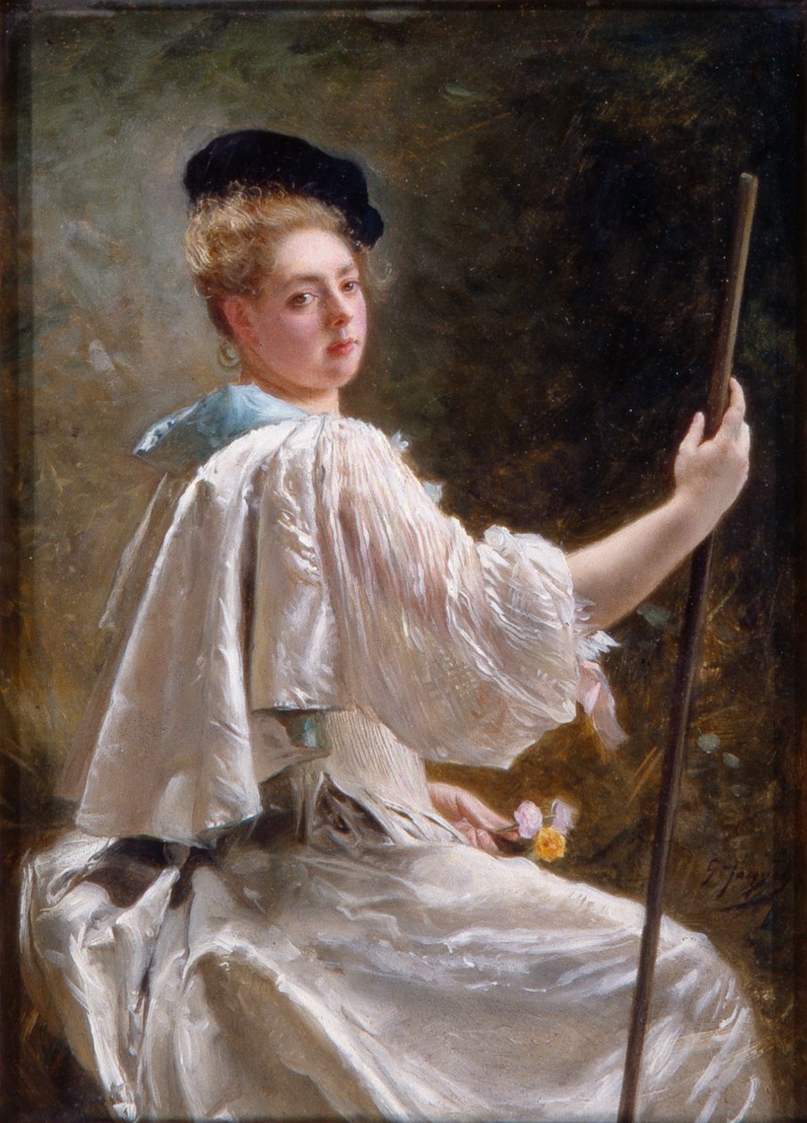 Dama z laską, ok. 1895 (olej na płótnie) autorstwa Gustave Jacquet