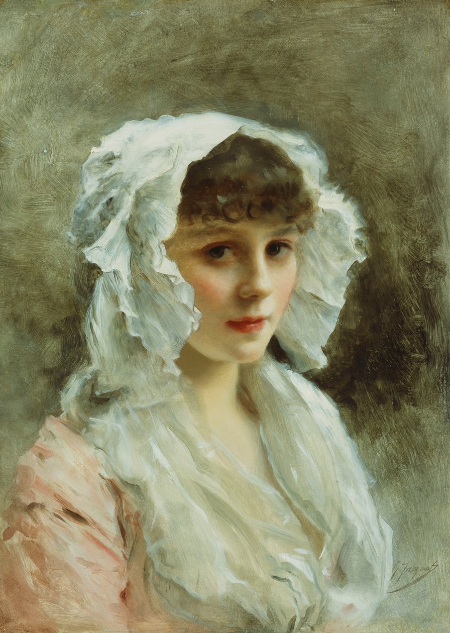 Portret Damy w Białej Czapce, autorstwa Gustave Jacquet