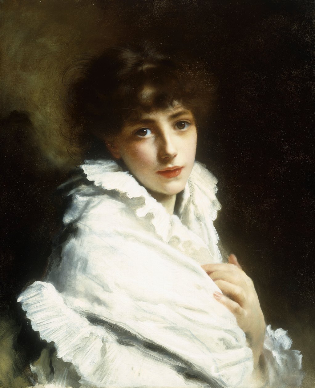 Portret młodej dziewczyny w bieli autorstwa Gustave Jacquet