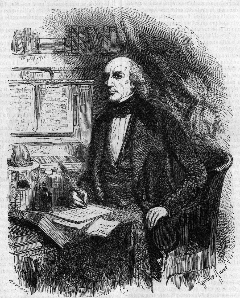 Portret Mathieu Jose Bonaventure Orfila (1787-1853), francuskiego lekarza i chemika. Grawerowanie Gustave Janet autorstwa Gustave Janet