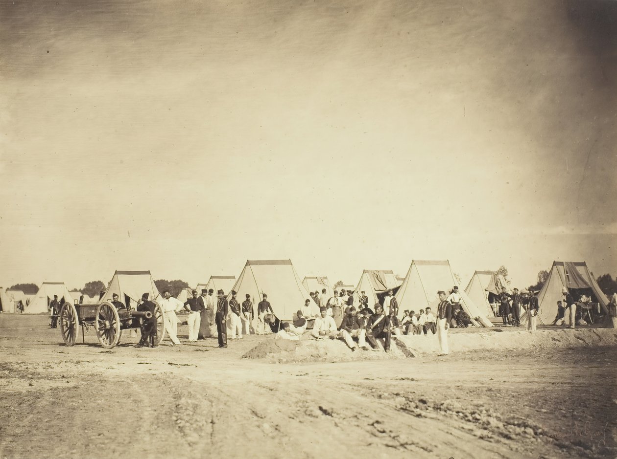 Obóz artyleryjski, Camp de Chalons, 1857. autorstwa Gustave Le Gray