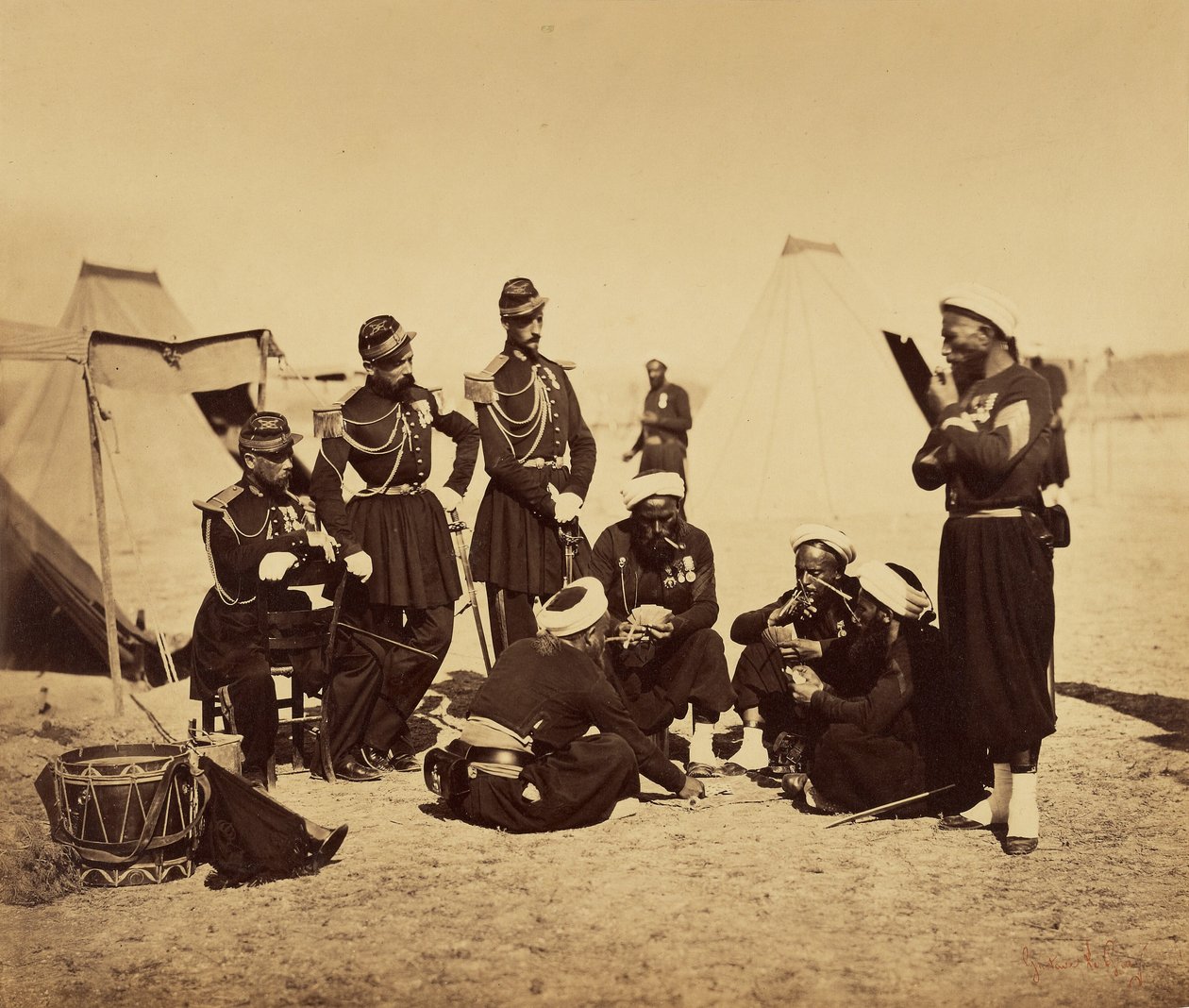 Camp de Châlons: Zouaves de la Garde na biwaku autorstwa Gustave Le Gray