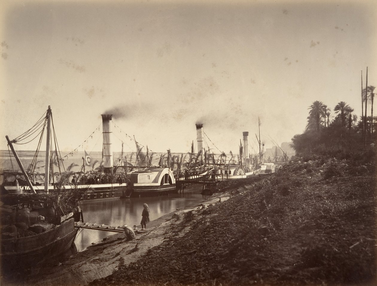 Święto S. A. Ismaïla Paszy na łodziach LL. Do A. les princes, styczeń 1867, 1867. autorstwa Gustave Le Gray
