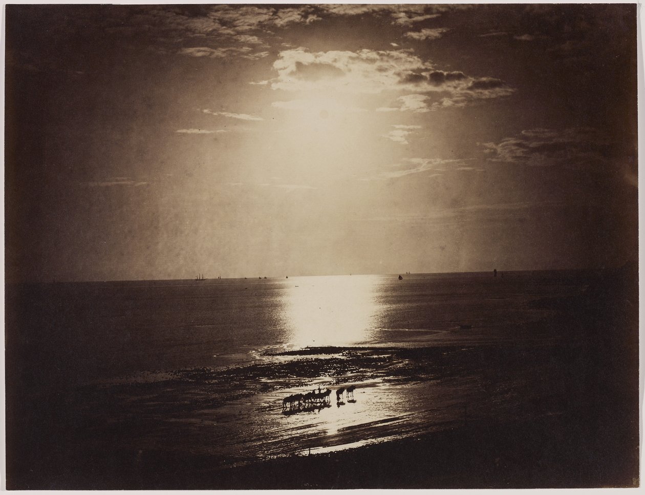 Słońce w koronie, Normandia, 1856-59 (odbitka albenowa z negatywu kolodionowego) autorstwa Gustave Le Gray