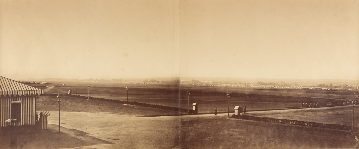 Panorama obozu w Châlons (sześć zdjęć w trzech ramkach) autorstwa Gustave Le Gray