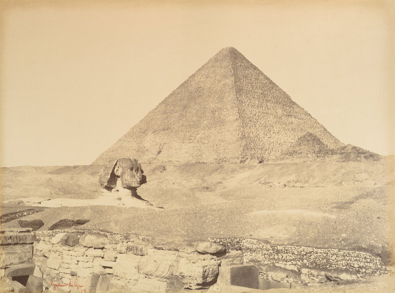 Piramidy w Gizie, 1865-69. autorstwa Gustave Le Gray