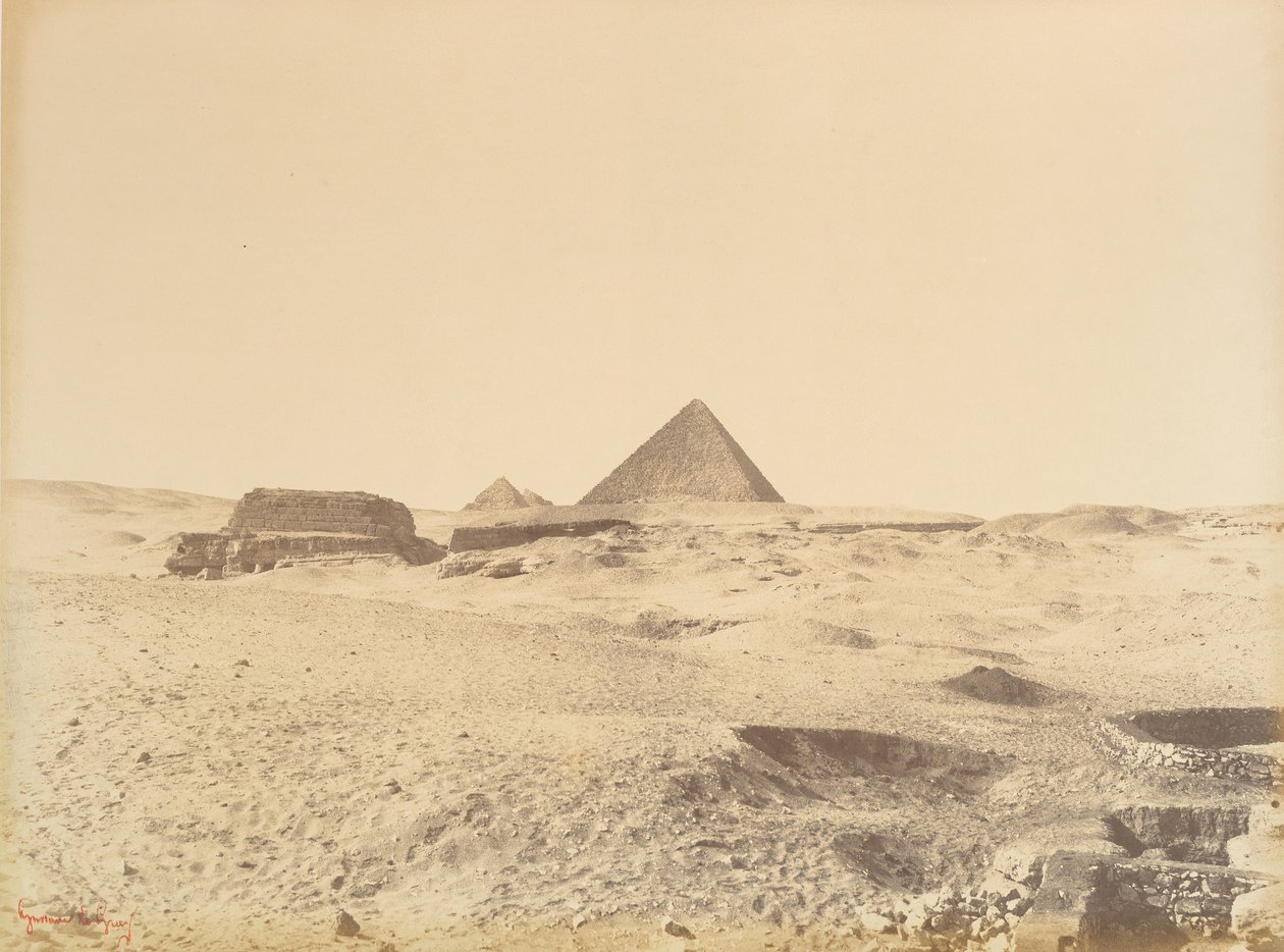 Piramidy w Gizie, 1865-69. autorstwa Gustave Le Gray