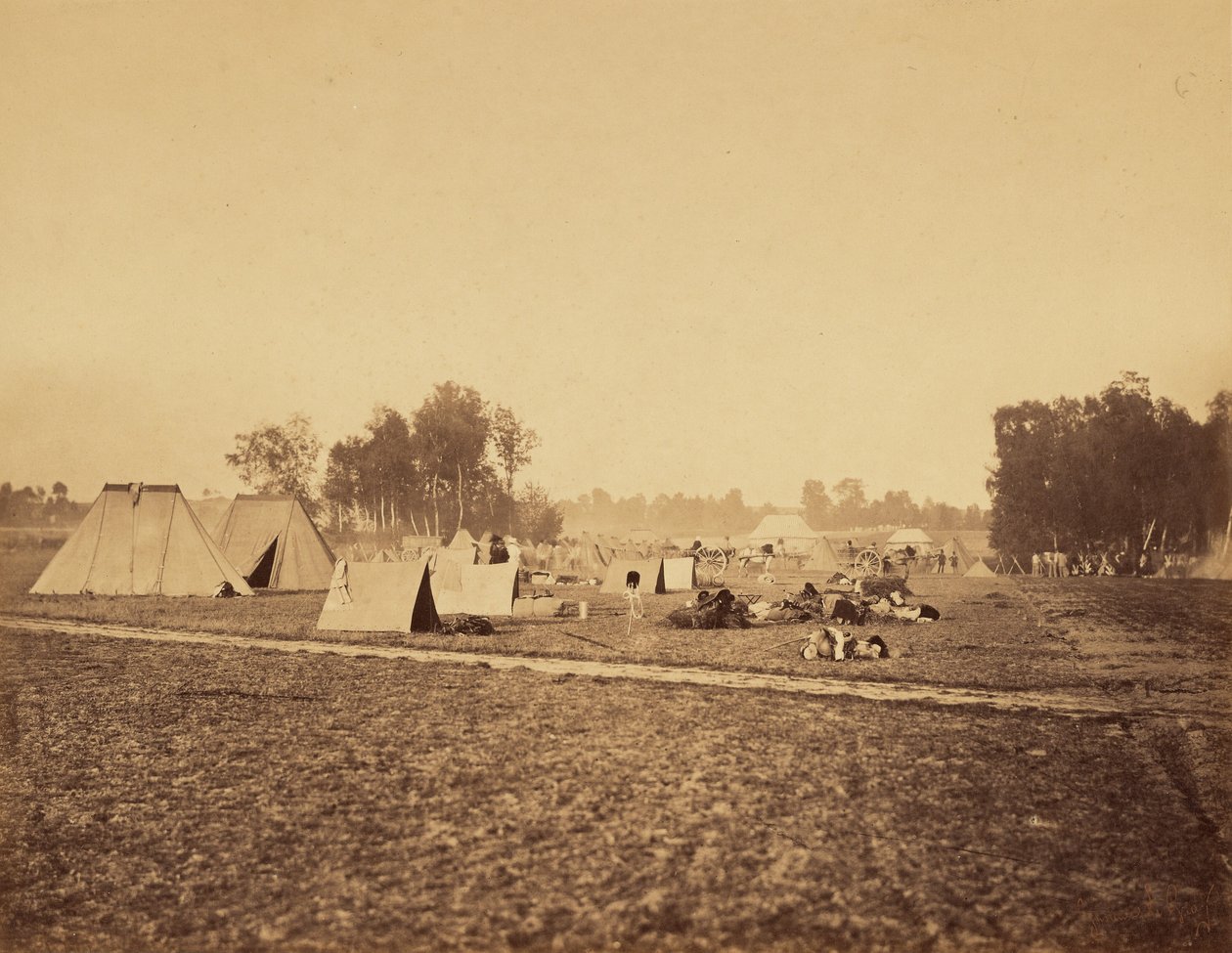 [Namioty i sprzęt wojskowy, Camp de Chalons]. autorstwa Gustave Le Gray