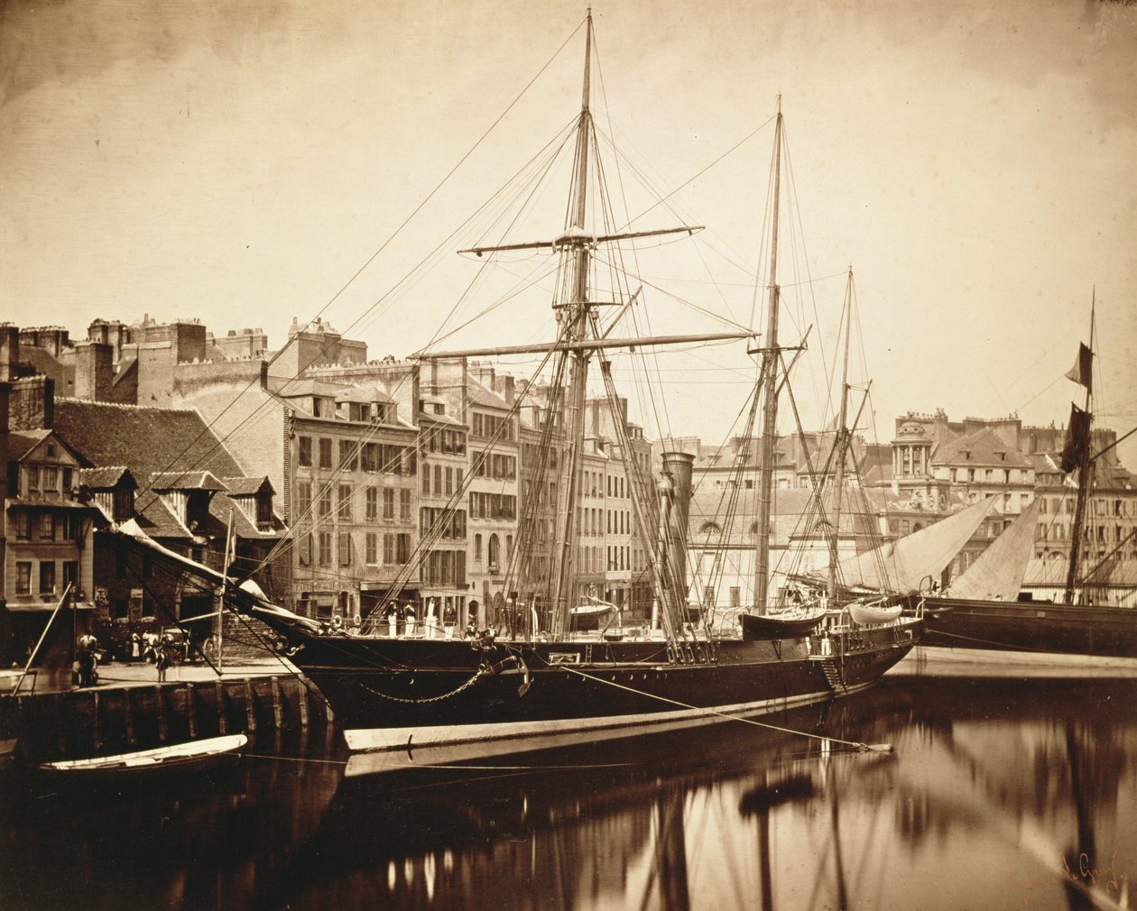 Cesarski jacht „La Reine Hortense” w Le Havre, 1856 (zdjęcie w sepii) autorstwa Gustave Le Gray