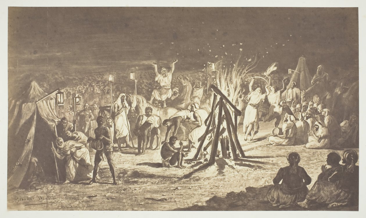Bez tytułu [Obraz ogniska w Camp de Chalons przez Bénédicta Massona], 1857. autorstwa Gustave Le Gray