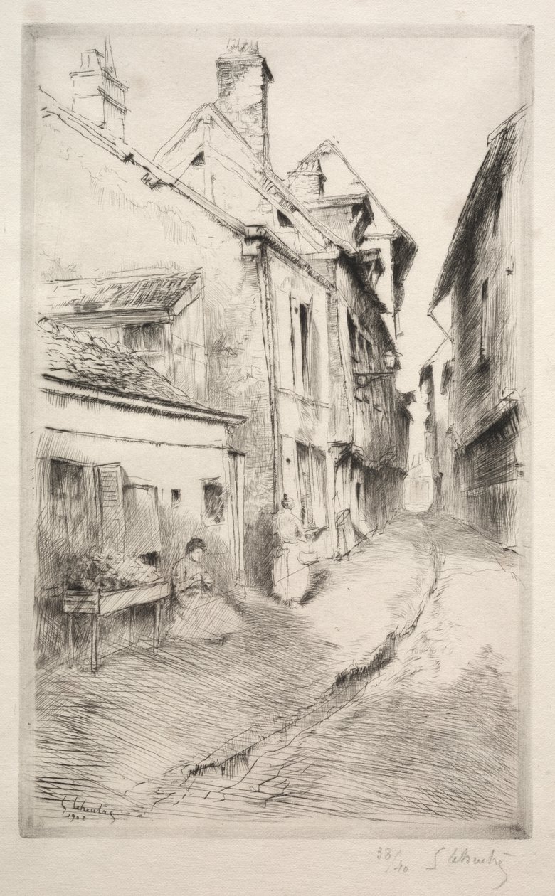 Ulica szkolna w Troyes autorstwa Gustave Leheutre