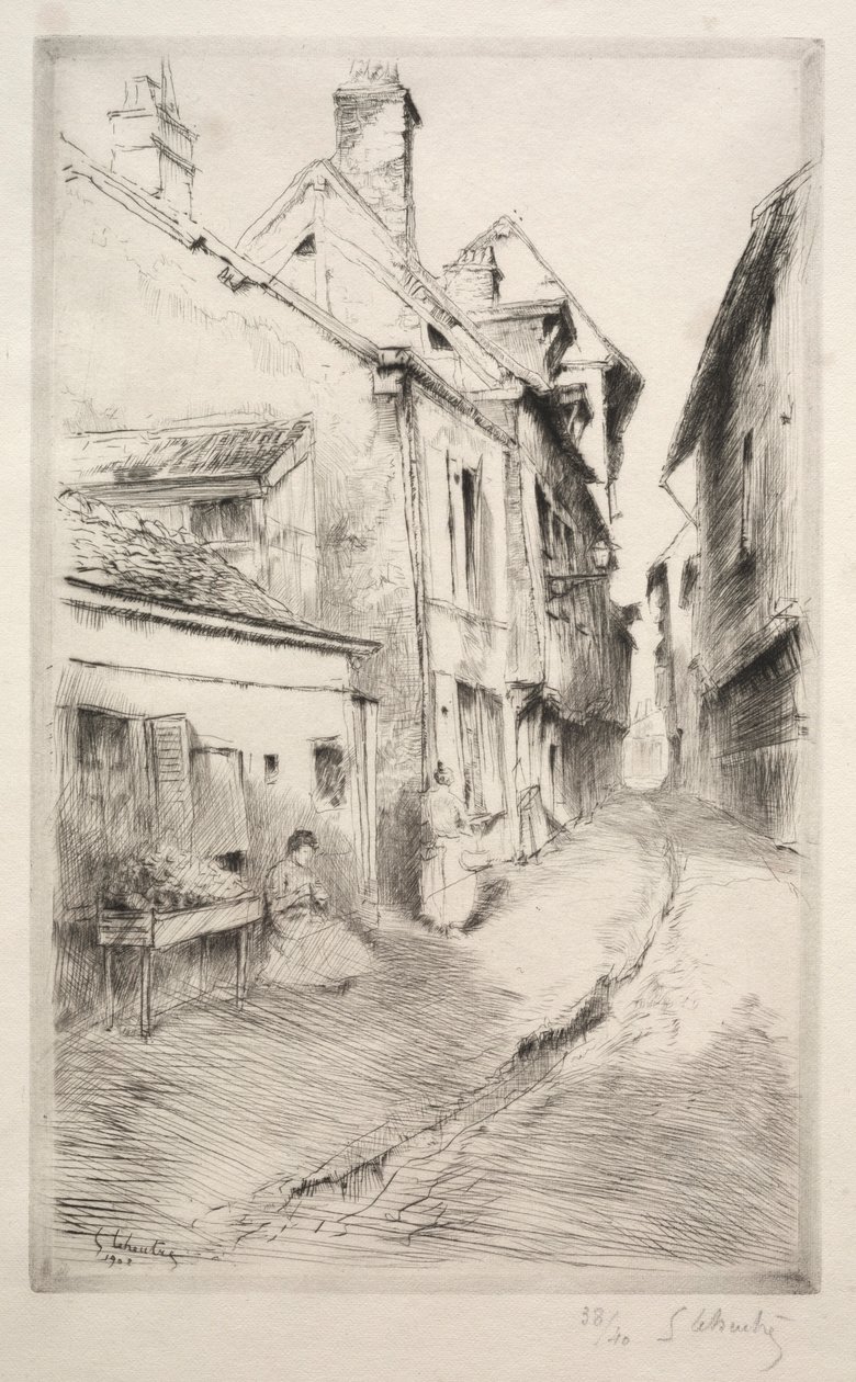 Ulica Szkolna w Troyes, 1902. autorstwa Gustave Leheutre