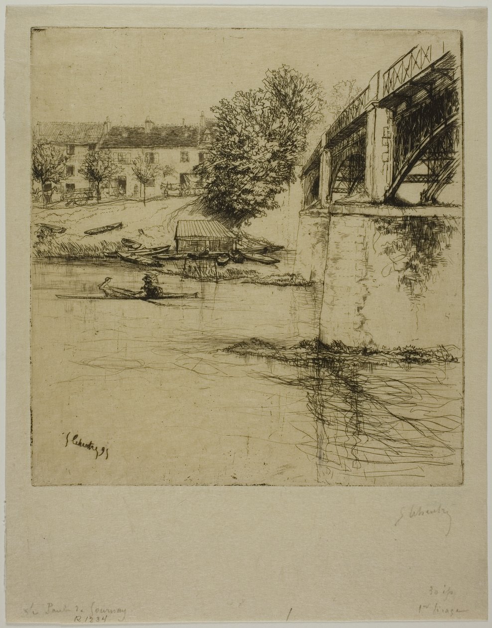 Most w Gournay, z boku autorstwa Gustave Leheutre