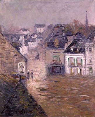 Deszcz, Pont Aven, ok. 1922 (olej na płótnie) autorstwa Gustave Loiseau