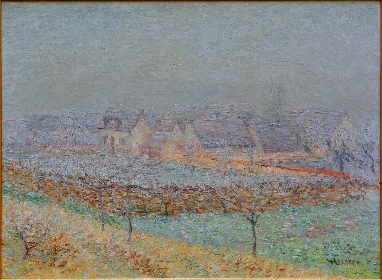 Wioska na wiosnę - dolina Sekwany na Mokrach autorstwa Gustave Loiseau