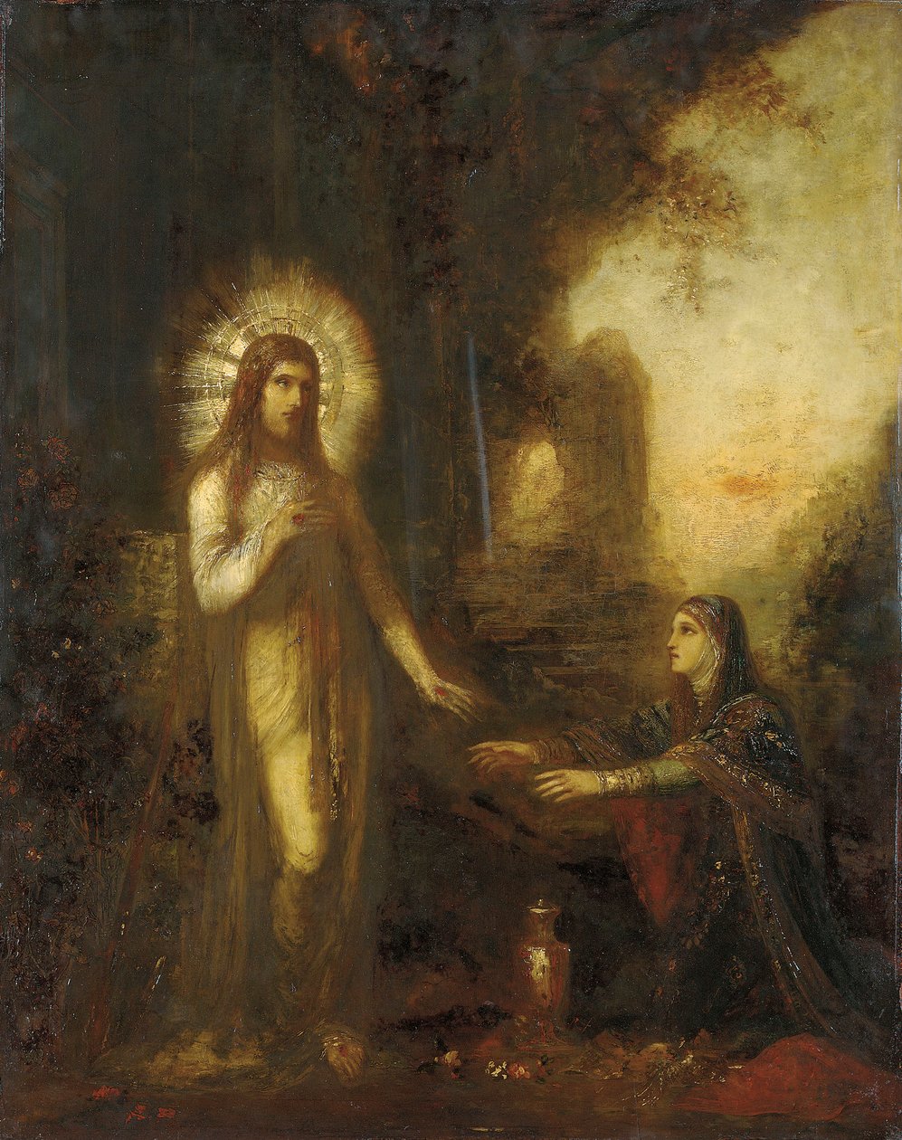 Chrystus i Maria Magdalena (Noli Me Tangere) c.1889 (olej na panelu) autorstwa Gustave Moreau
