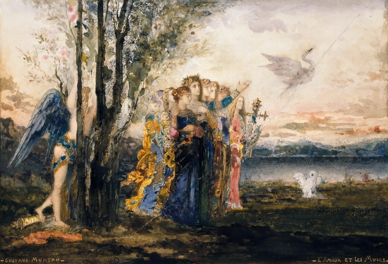 Kupidyn i muzy autorstwa Gustave Moreau