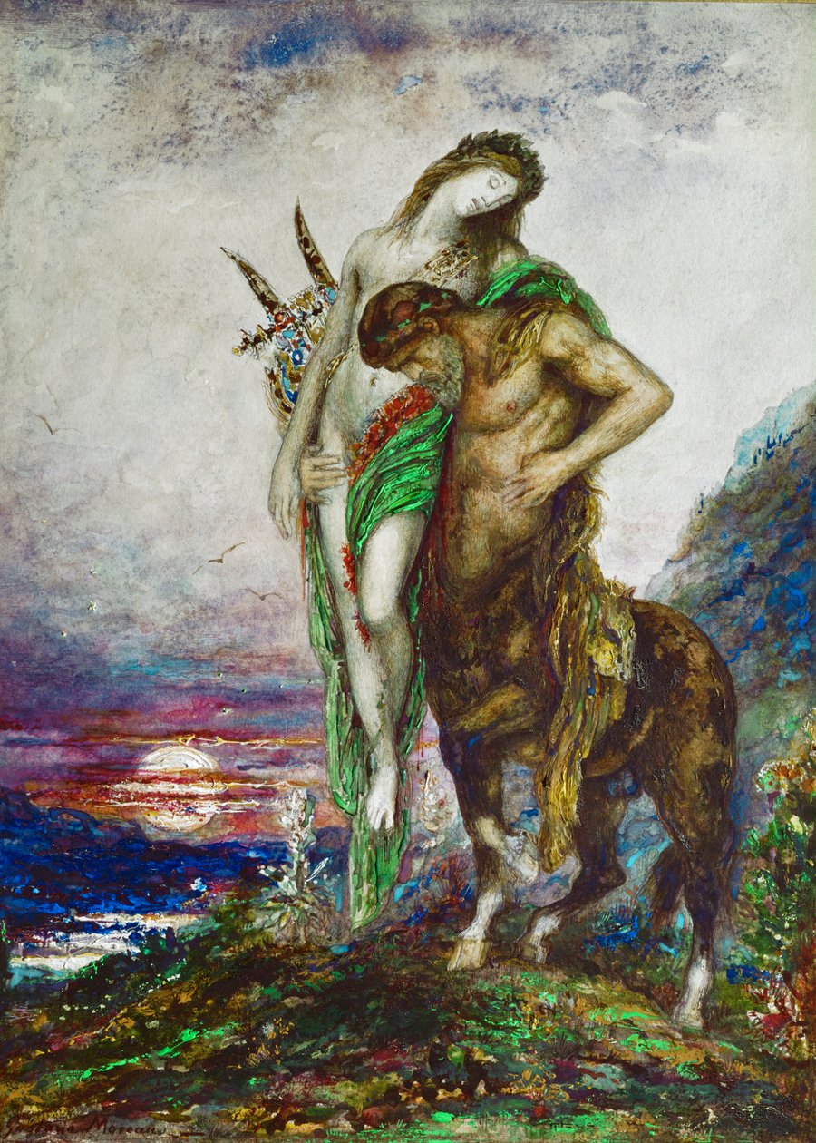Martwy poeta niesiony przez Centaura (olej na płótnie) autorstwa Gustave Moreau