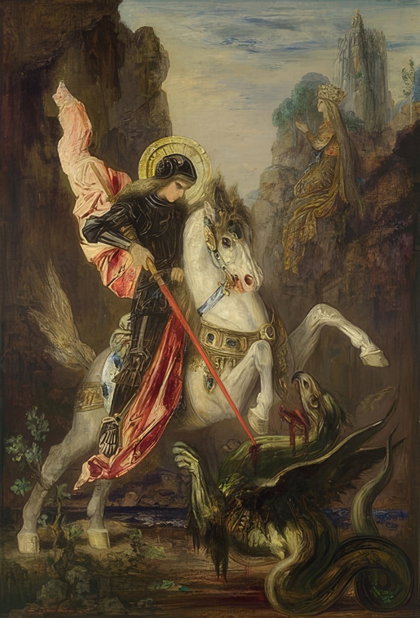 Święty Jerzy i Smok. 1889-90 autorstwa Gustave Moreau