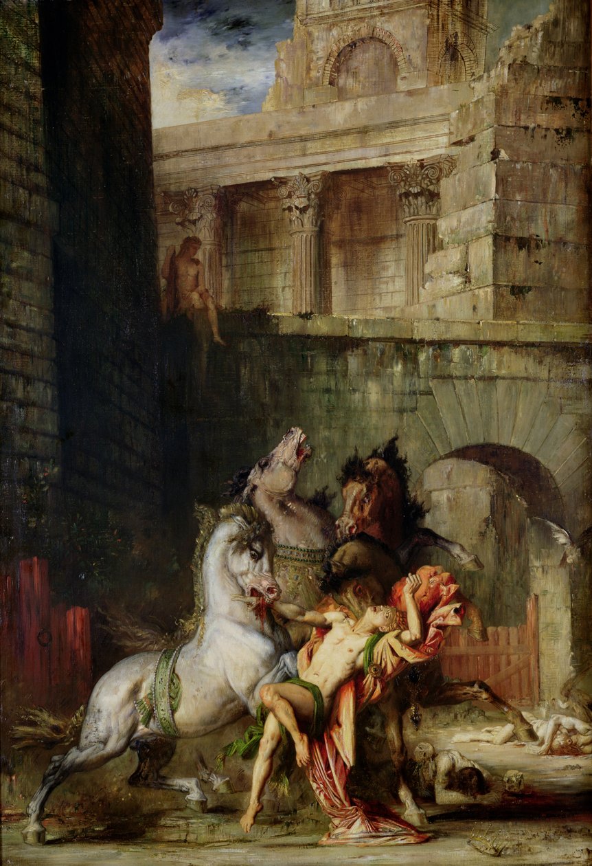 Diomedas, kurį valgo jo žirgai, 1865 poli autorstwa Gustave Moreau