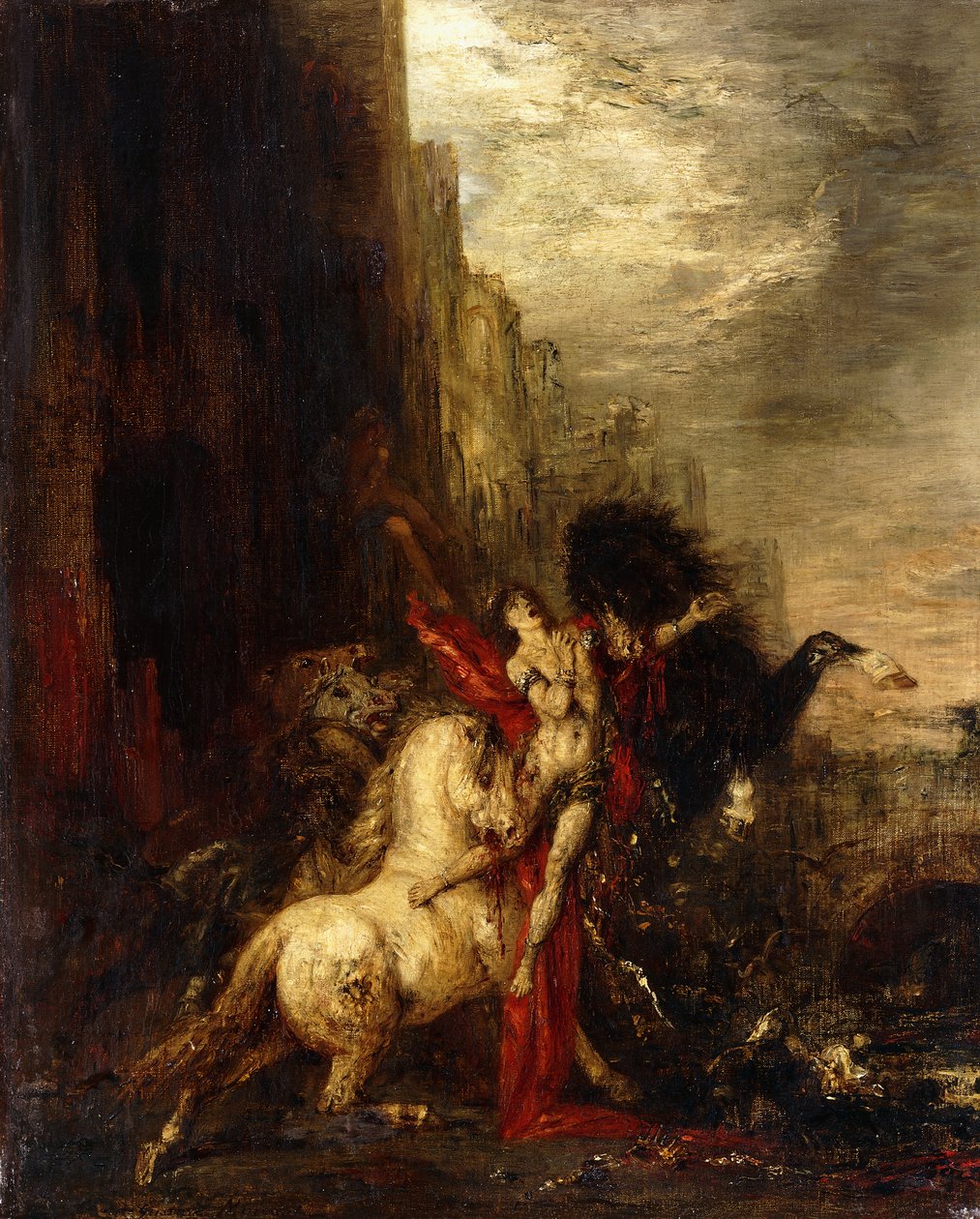 Diomedes pożarty przez swoje konie, ok. 1865-1870 autorstwa Gustave Moreau