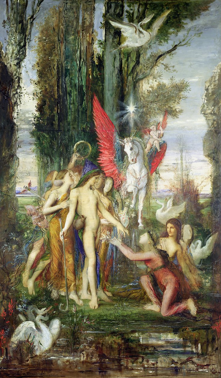 Hezjod (ok.700 pne) i muzy autorstwa Gustave Moreau