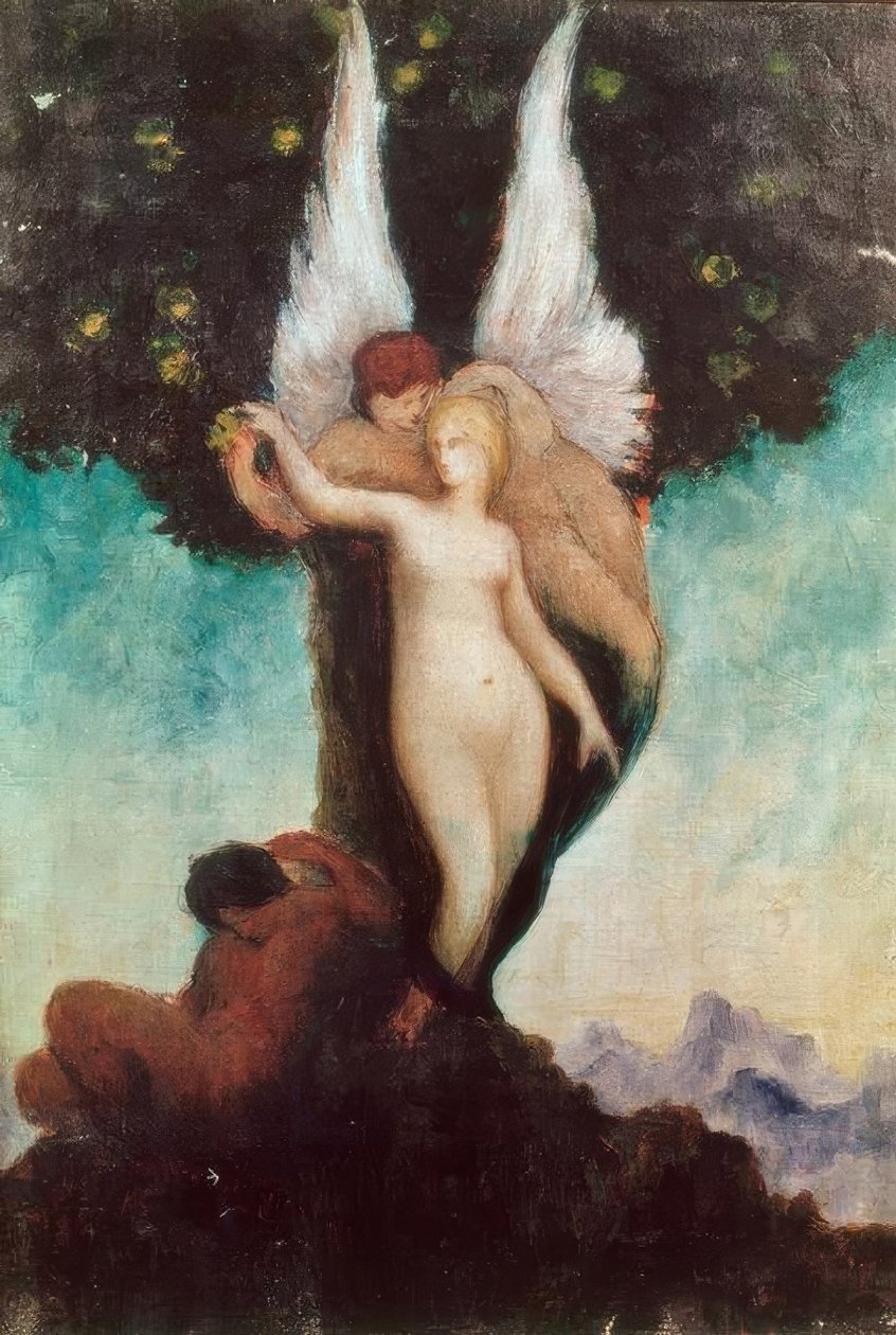 Wyimaginowana scena ze starożytnym tematem. Skrzydlaty Efeb z w autorstwa Gustave Moreau