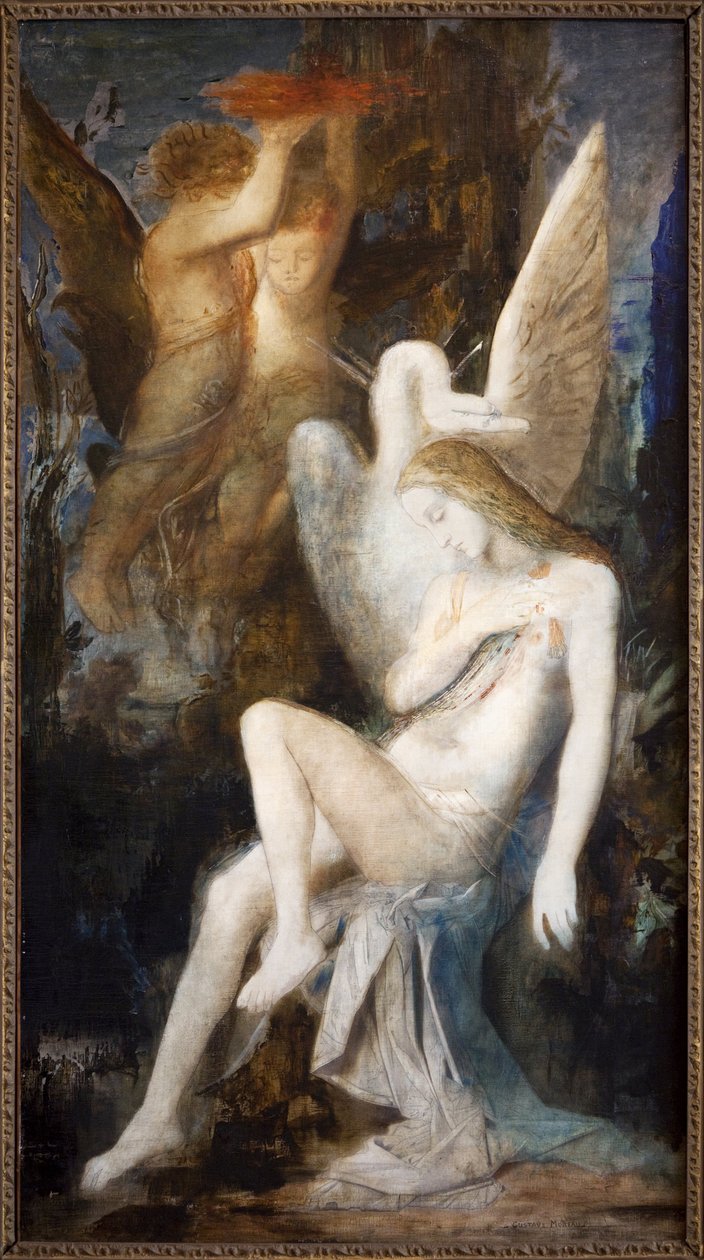 Leda i łabędź (olej na płótnie) autorstwa Gustave Moreau
