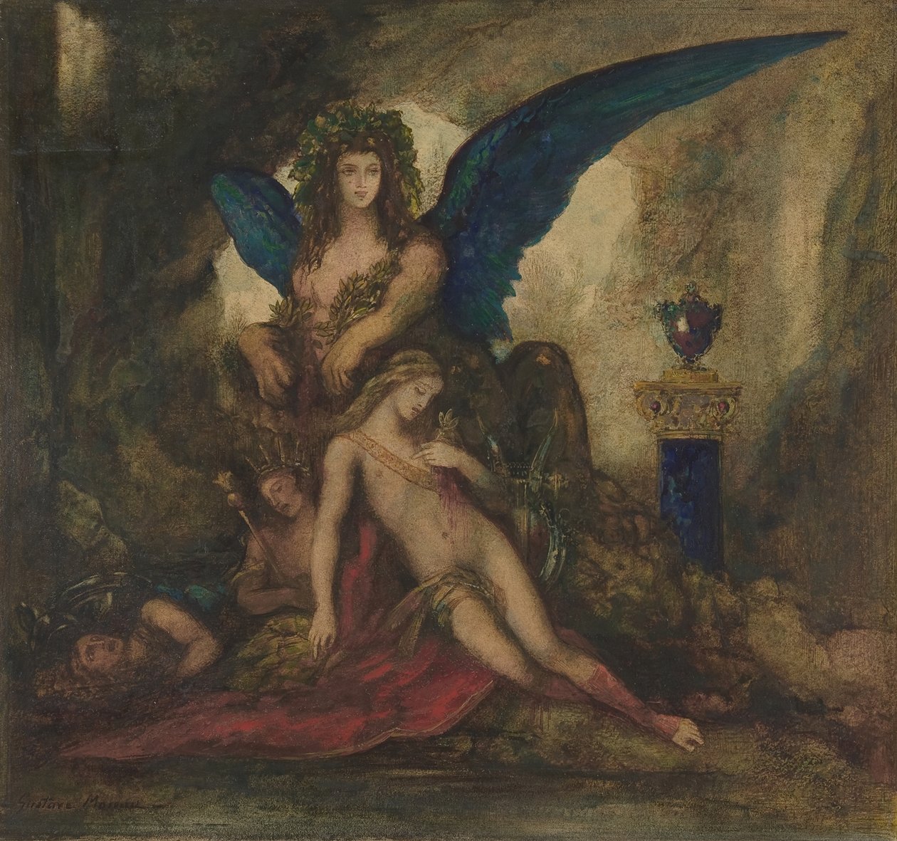 Sfinks w grocie Poeta, król i wojownik, 1840-98. autorstwa Gustave Moreau