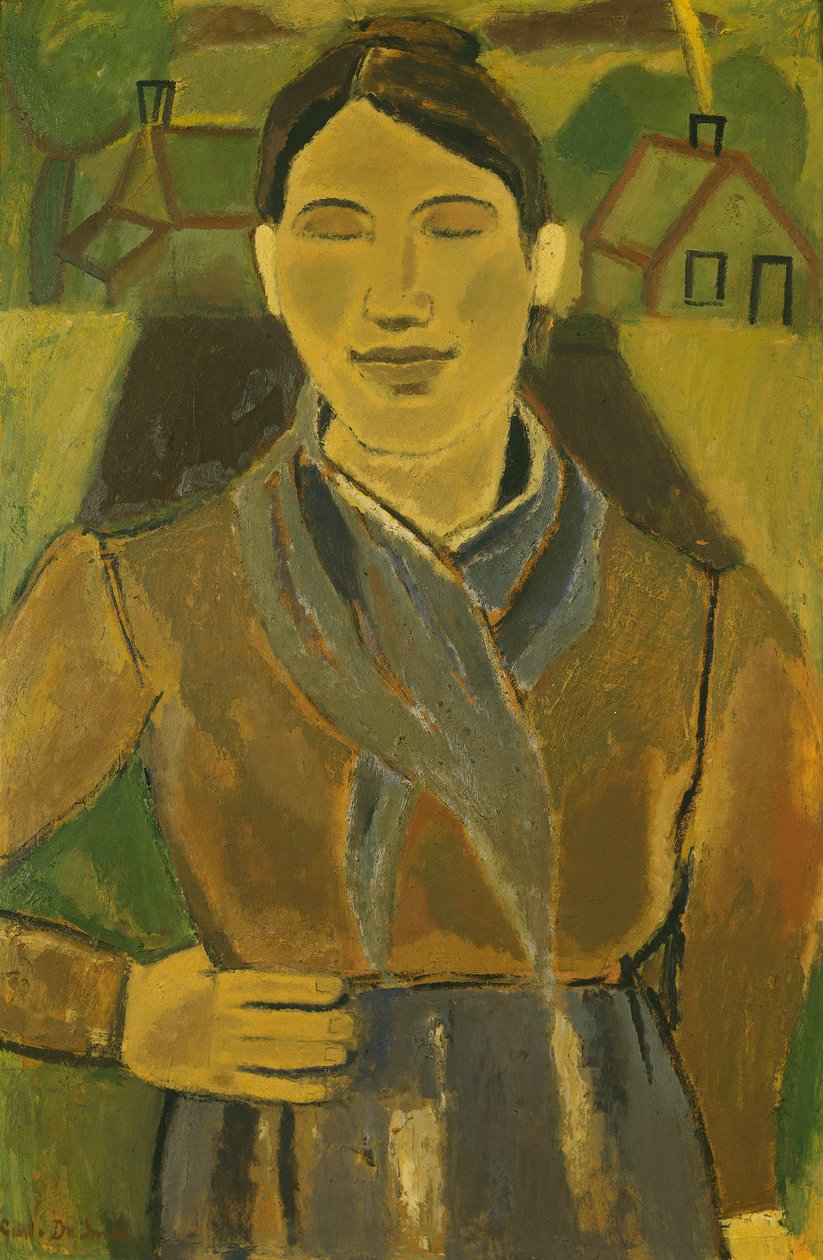 Chłop flamandzki; Flamandzka wieśniaczka, ok. 1935 (olej na pokładzie) autorstwa Gustave de Smet