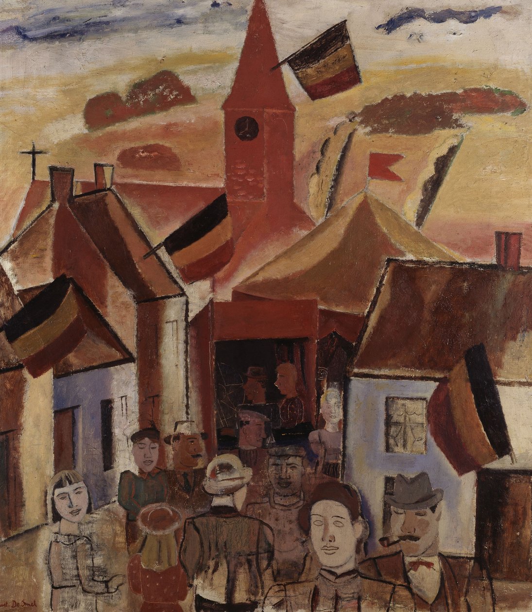 Wiejski jarmark, ok. 1930 (olej na płótnie) autorstwa Gustave de Smet