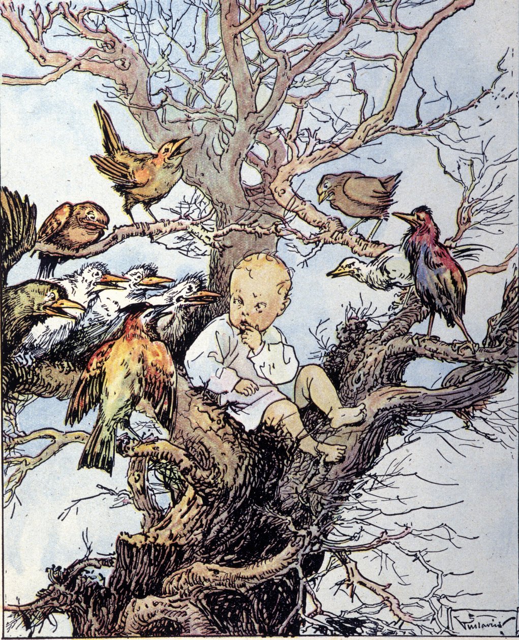 Ilustracja do „La storia di Peter Pan””, bajka Jamesa Matthew Barrie (JM lub J.M. Barrie autorstwa Gustavo Gustavino Rosso