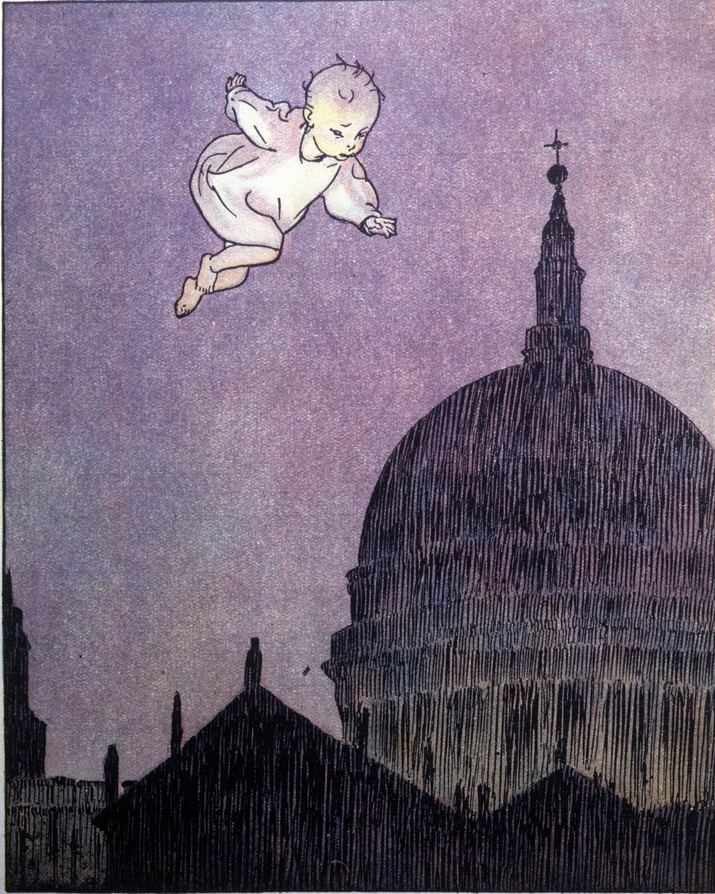 Ilustracja do „La storia di Peter Pan””, bajka Jamesa Matthew Barrie (JM lub J.M. Barrie autorstwa Gustavo Gustavino Rosso