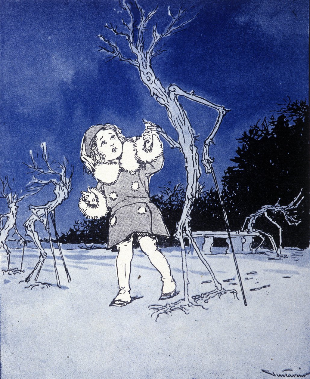 Ilustracja do „La storia di Peter Pan””, bajka Jamesa Matthew Barrie (JM lub J.M. Barrie autorstwa Gustavo Gustavino Rosso
