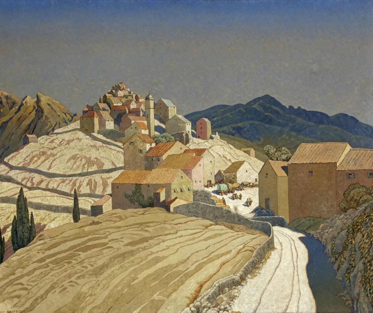 St Pierre na Korsyce, ok. 1933 (olej na płótnie) autorstwa Guy Kortright
