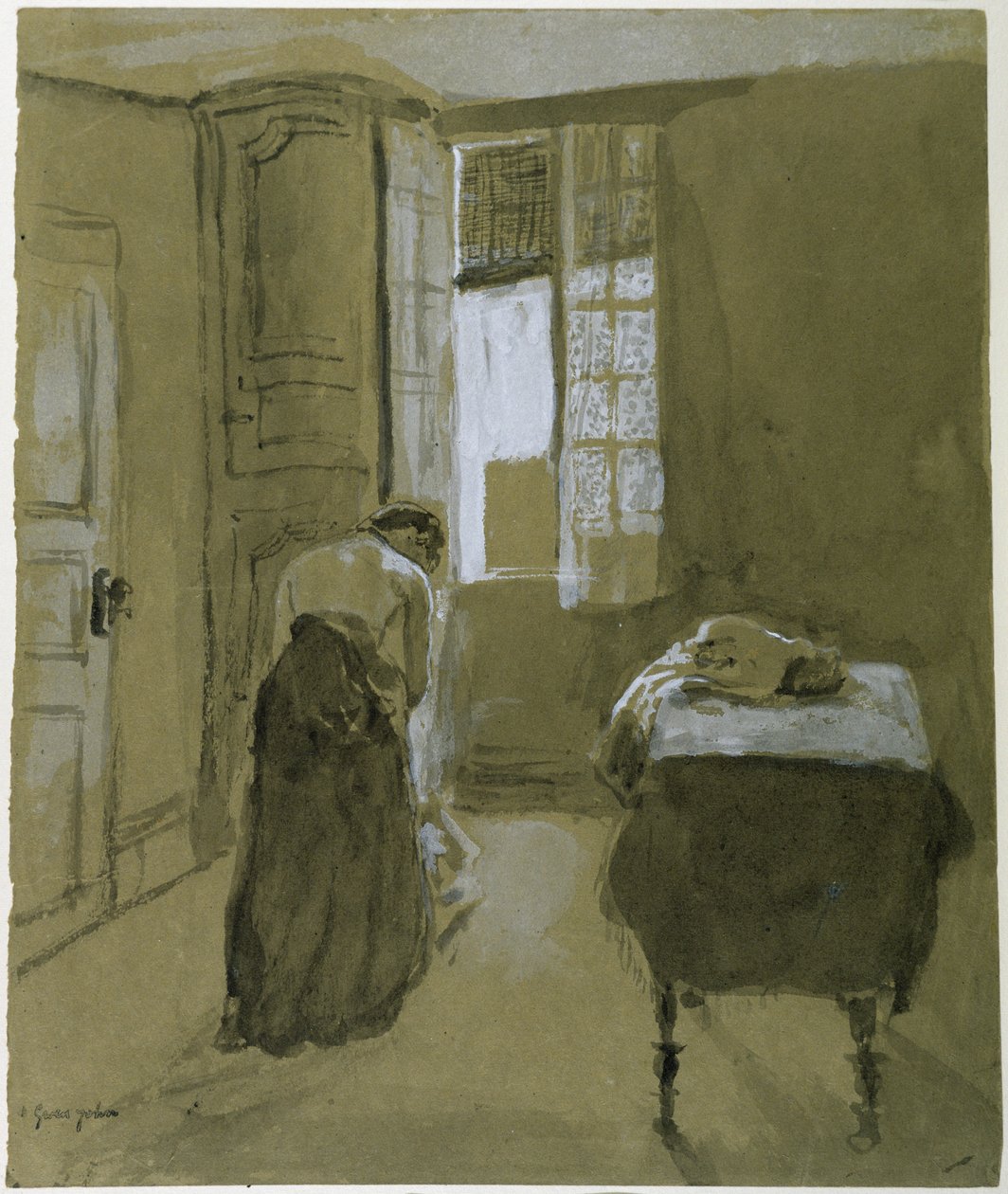 Kobieta ubierająca się, ok. 1907 (wash na papierze) autorstwa Gwen John