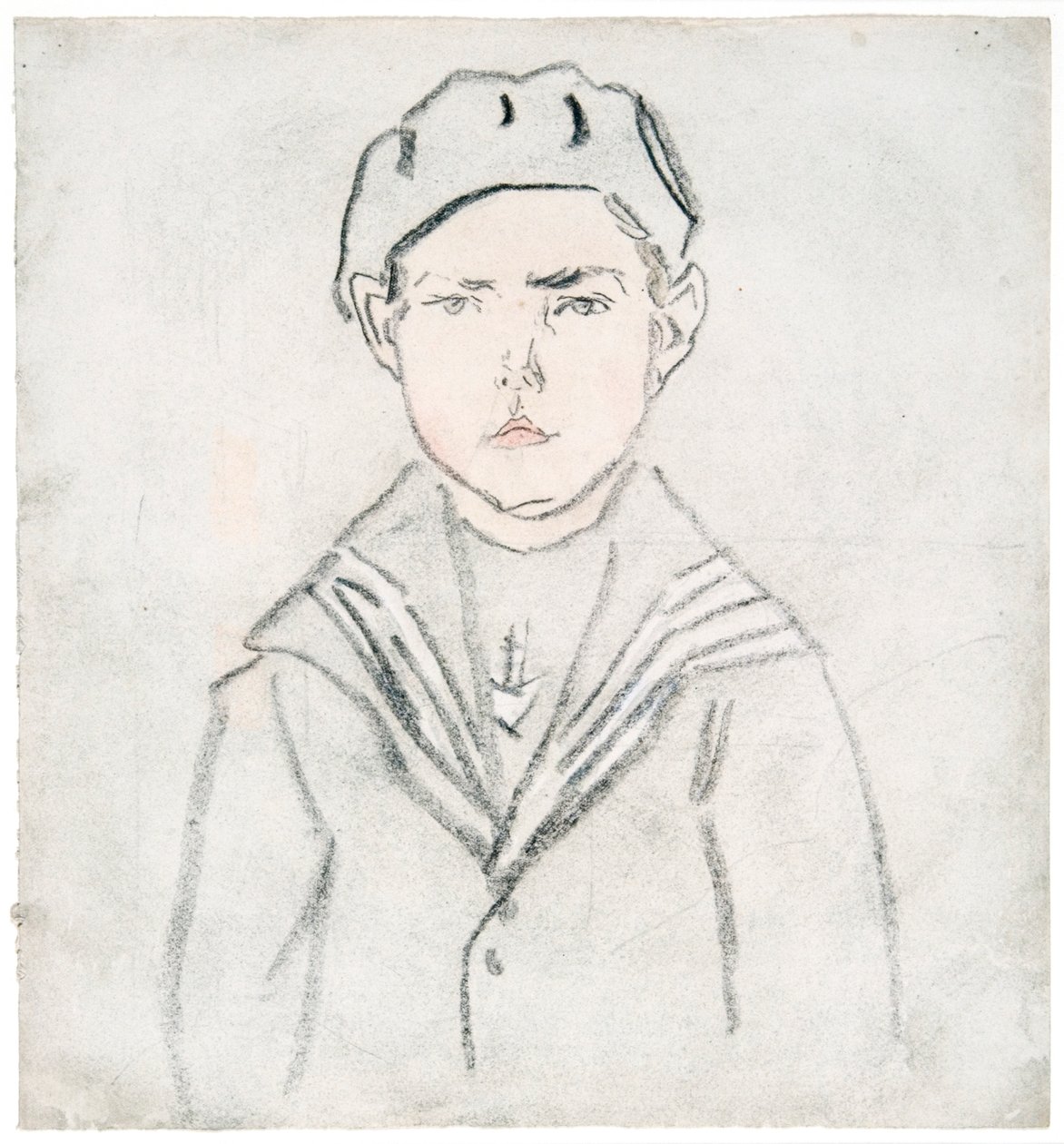 Chłopiec w marynarskim stroju (kolorowa kreda na papierze) autorstwa Gwen John