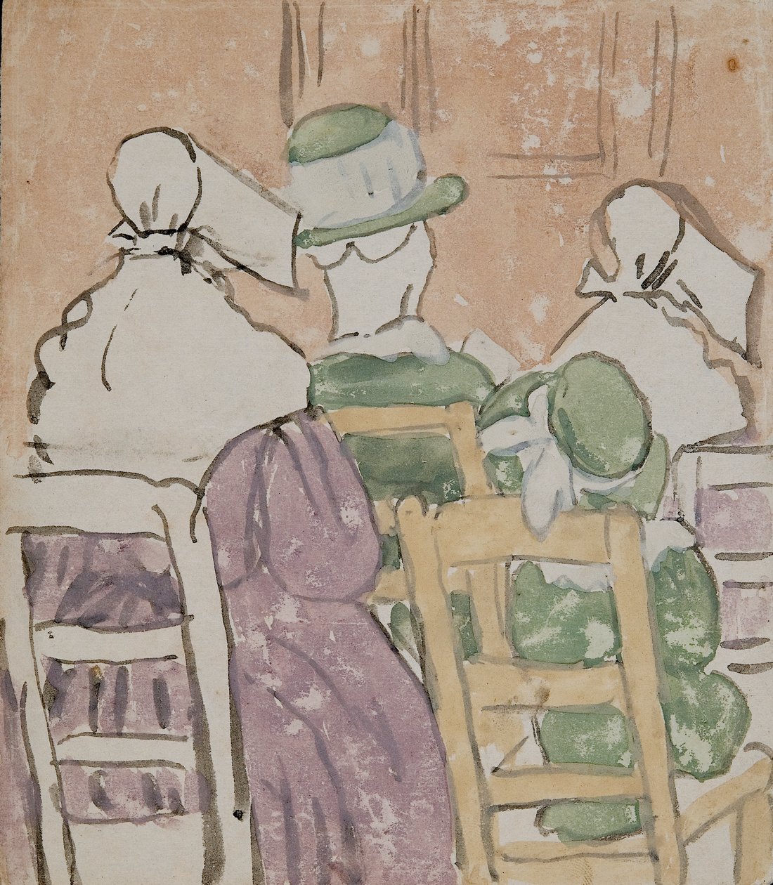 Postacie w kościele (akwarela na papierze) autorstwa Gwen John
