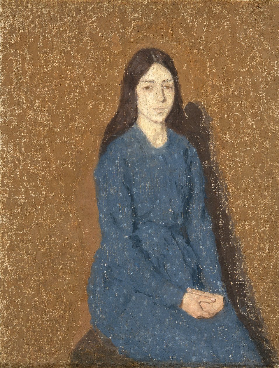 Dziewczyna w niebieskiej sukience (olej na płótnie) autorstwa Gwen John