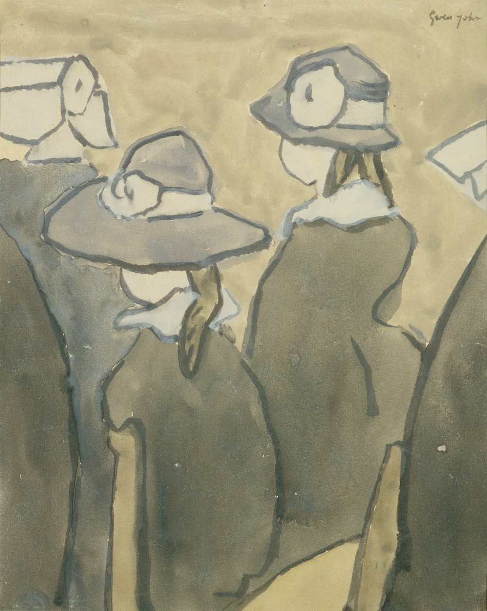 Małe dziewczynki w kościele (akwarela na papierze) autorstwa Gwen John